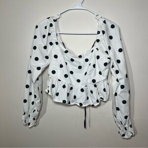 Vestique Polka Dot Long Sleeve Crop top sz small 100% cotton